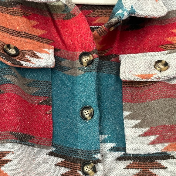 Southwest / Aztec Style Oversized Flannel Jacket NWOT - Picture 4 of 15
